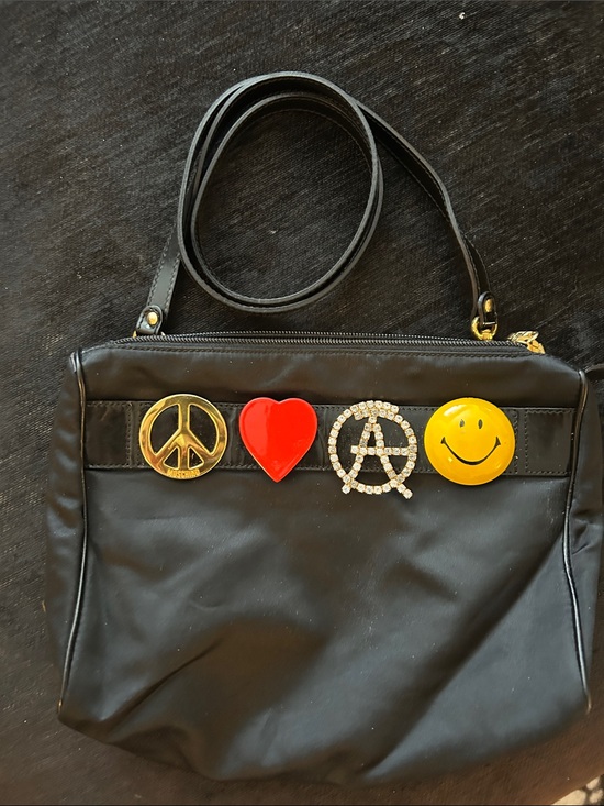 Moschino Handbags - RARE Moschino Black Bag Peace love and smiley